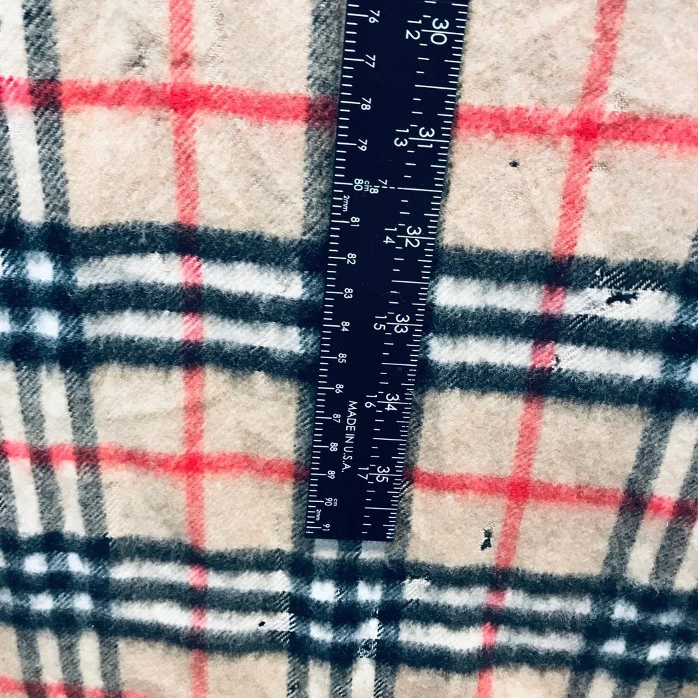 Burberry Nova Check Scarf Unisex OS Beige Distressed Fringed Vintage Plaid READ